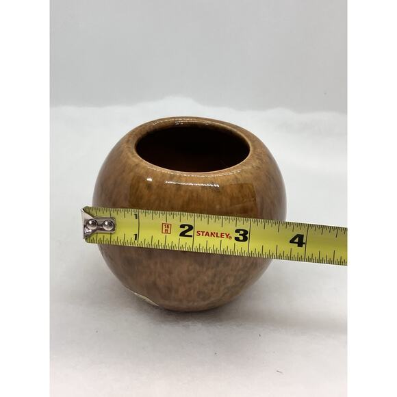 Haeger Orb Ball Ceramic Vase Planter Speckled Brown 1980’s Label 4” - Picture 11 of 12